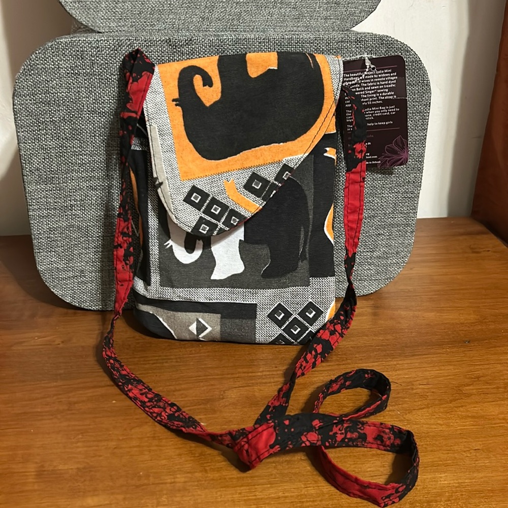 NWT Project Lydia African Batik Mini Crossbody Bag. Reversible.